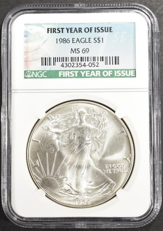 1986 AMERICAN SILVER EAGLE NGC MS69