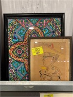 HAND COLORED FRAMED ART, NOVELTY FRAMED