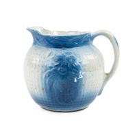 Blue Salt Glazed Stoneware Pitcher