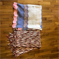 (2) Crocheted Throw Blankets