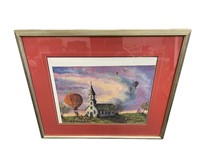 Signed & Numbered Lithograph of Church and Balloon