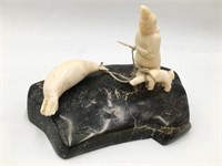 Old Inuit Stone & Walrus Tusk Carving.