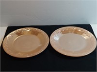 2pc Fire King Peach Lusterware Laurel Ring Dinner