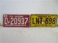 Two Old Arizona License Plates