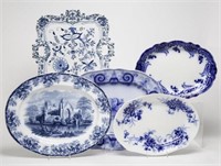 Blue Transferware Porcelain Platters, w. Copeland