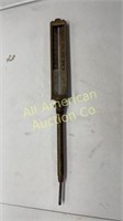 Antique brass H&M thermometer, C & F 28" long