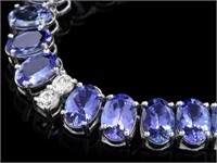 55.00ct Tanzanite & 1.35ct Diam Necklace 14k Gold