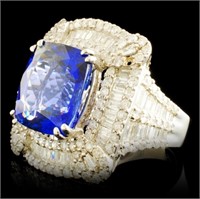 9.30ct Tanzanite & 3.13ctw Diam Ring in 18K Gold