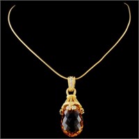 16.79ct Citrine & 0.24ct Diam Pendant in 18K Gold