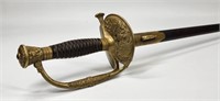 ANTIQUE US MILITARY SWORD WITH SCABBARD & STAMP