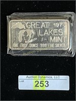 Great Lakes, 1973, 1oz Silver Bar