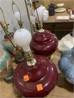 Pair Burgundy Lamps