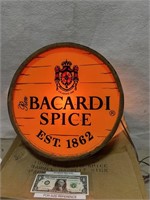 NOS Bacardi rum lighted advertising barrel sign