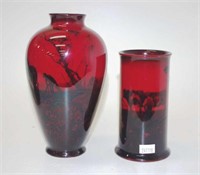 Two Royal Doulton Flambe vases