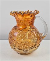 Carnival Glass Pitcher Rounded Bottom and Ruffled