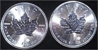 (2) 1 OZ .999 SILVER 2019 CANADIAN MAPLE ROUNDS
