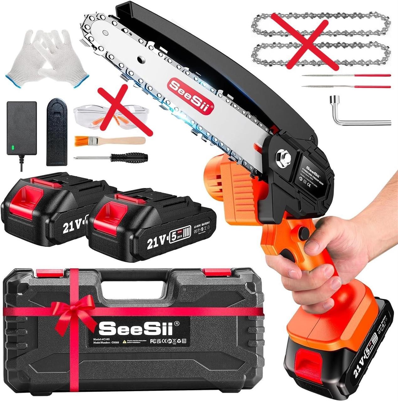 Seesii 6-Inch Mini Cordless Chainsaw