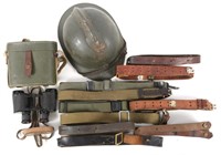 SOVIET FEILD GLASSES, FRENCH HELMET, SLINGS