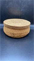 Native American Coiled Sweetgrass Basket w/ Lid