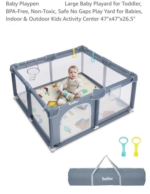 47" x 47" Baby Playpen Only, Grey *Does Not