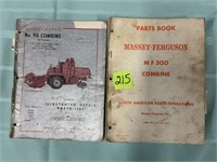 Massey Ferguson 300 & M.H. #90 Combine parts books