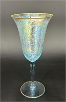 Brocaded Acorns 8" water goblet - ice blue