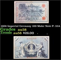 1908 Imperial Germany 100 Makr Note P: 33A Grades