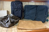 2 Rolling Suitcases, 2 Garment Bags, 1 Leather Bag
