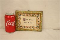 Vintage Wooden Frame "God Bless Our Home"