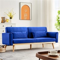 DKLGG Blue Futon Sofa Bed, Velvet Convertible Sofa