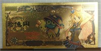 24k gold-plated anime fairy tail Bank note