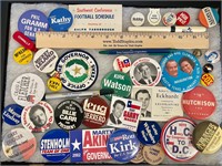 Vtg. Political Button Pins in Frame