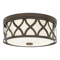 3-Light Harvard Court Bronze Flush Mount with Etch