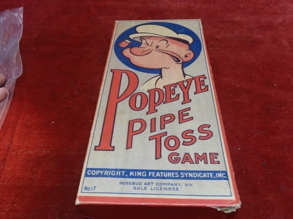 Vintage Popeye pipe ring toss game w/box.
