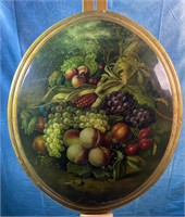 19th Century Oval Lacquered Still Life