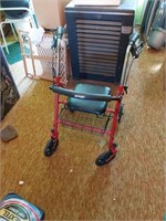 Folding wheeled walker w/seat