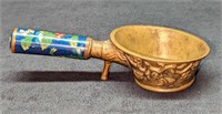 Vintage Chinese Brass and Cloisonne Silk Iron