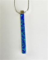 18" Liquid Silver/Dbl Sided Opal Pendant (Gorgeous