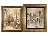 Boris Chezar- Two Original Town Views Paintings