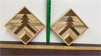 2 Hand Made Rustic Wall Art made w/ 100 Year Old