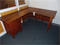 L shaped wooden desk