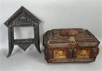 2 pieces of tramp art ca. 1880-1920; both crafted