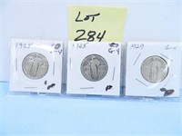 (3) 1925, 25, 29 Standing Liberty Quarters, All G4