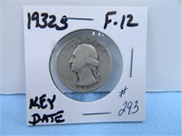 1932s Silver Washington Quarter, V-12 Key Date