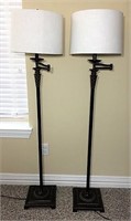 Pair of Metal Floor Lamps with Shades