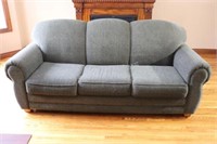 Rolled Arm Soft Green Pull Out Three Seater Sofa