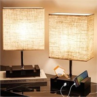 Bedside Lamp Set, Dimmable Table Lamp with Bulbs,