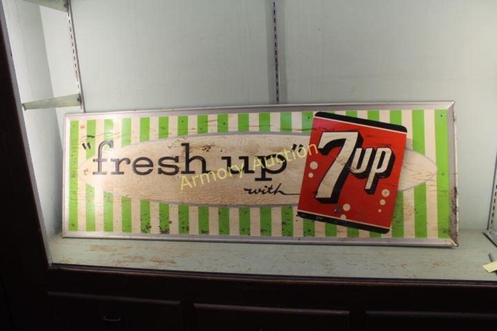 53" FRESH UP WITH 7-UP METAL SIGN 1950'S