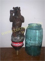 Budweiser beer grizzly bear bear tap handle