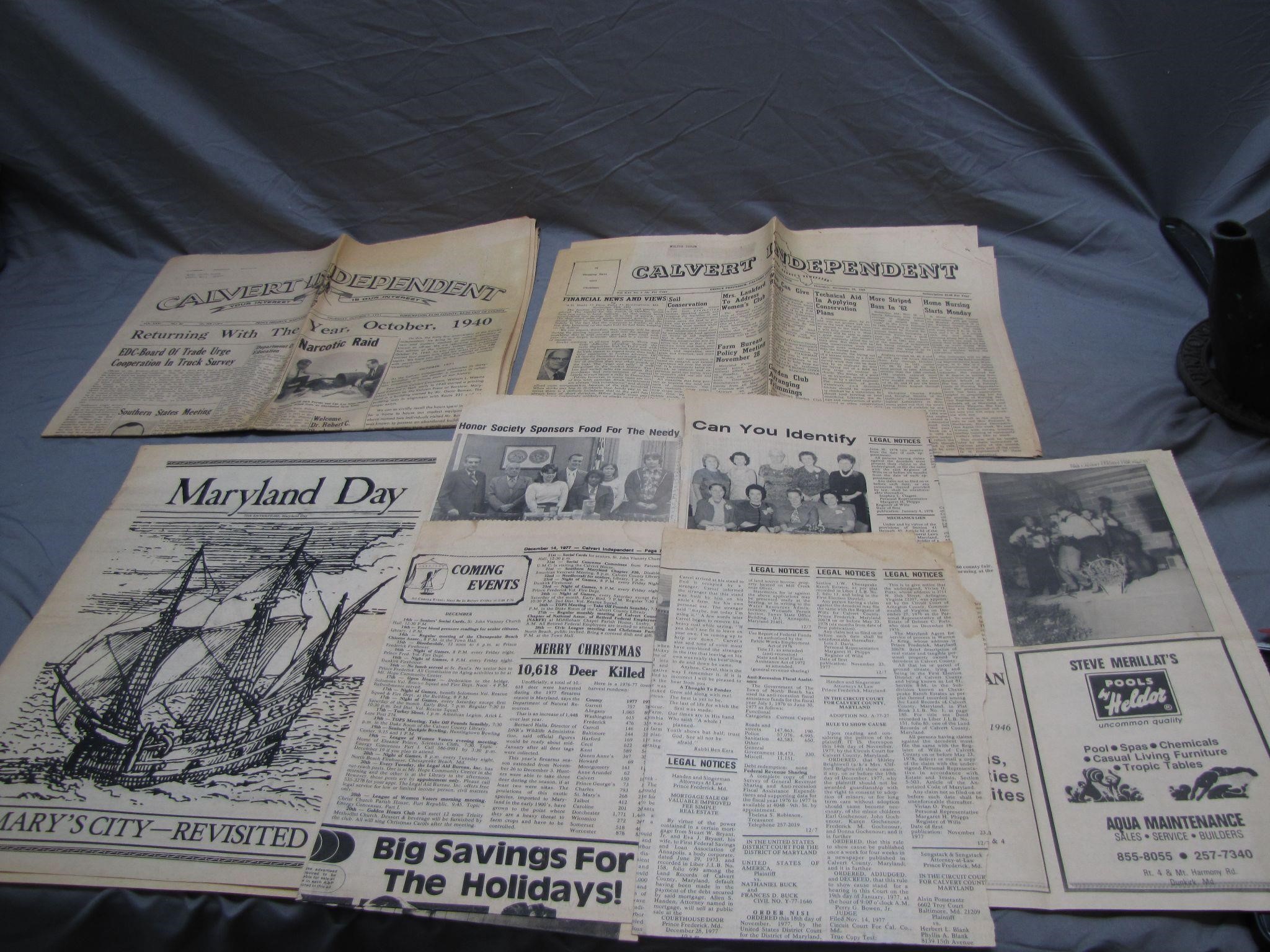 Lot Of Assorted Vintage Southern MD Newspapers 70s